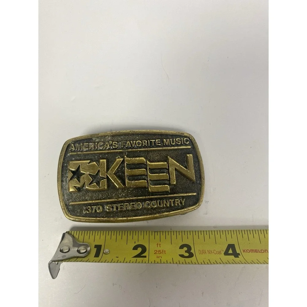 Keen Country Radio 1370 AM Brass Belt Buckle‎ San Jose CA Vintage Favorite Music